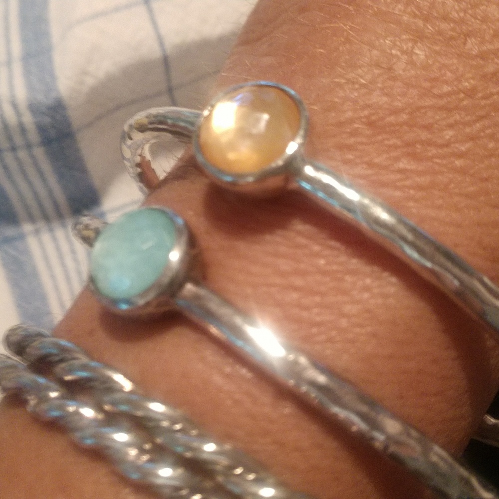 Ippolita Silver Bracelets with greenish blue and peachy Stones - Picture 10 of 15